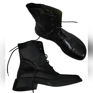 Donald J. Pliner Black Combat & Moto Boots